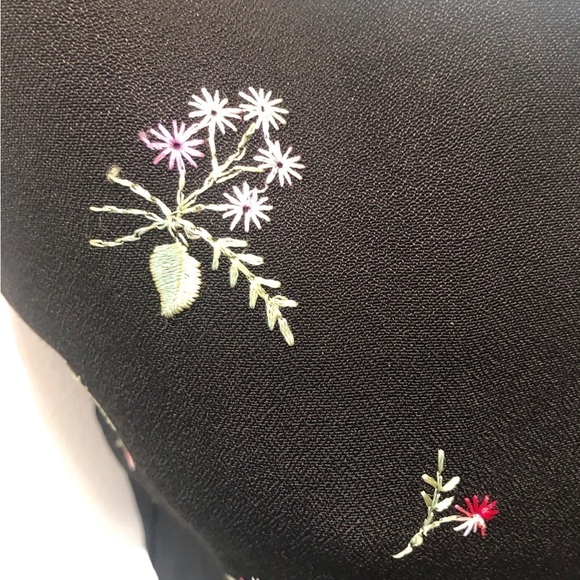 VTG 80’s Cropped Button Front Black Floral Embroidered Vest Size 3 JR Dressy - Picture 6 of 8